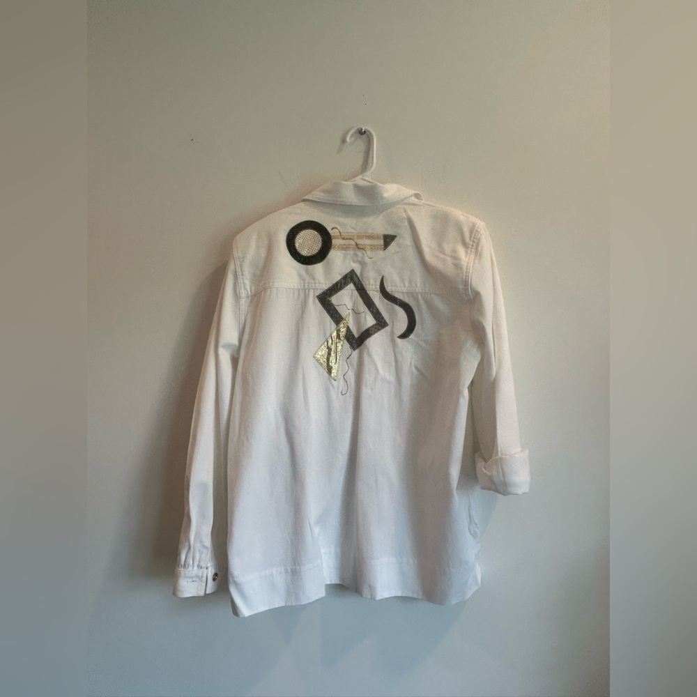 Vintage 80s White Denim Artistic Shirt - Picture 14 of 14